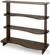 Solid Acacia Wood Curved Bookcase Shelf in Deep Mocha Finish