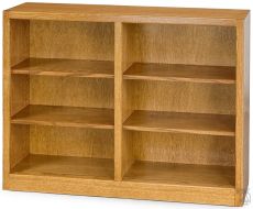 California Made Oak Wood Newport Center Divide Bookcase in Medium Finish 36"h