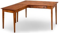 Solid Alder Wood Shaker Writing Table & Return Set in Antique Cherry Finish