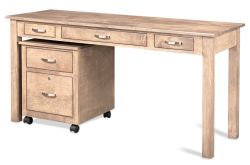 California Made Solid Maple Wood Studio Desk & File Set in Driftwood Finish