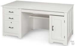 California Made Solid Maple Wood Classic Style Desk In Swiss Coffee White Finish