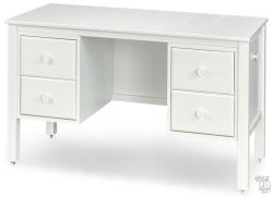 Solid Wood Framed 51" Study Desk With Storage Drawers in White Finish