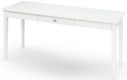 Solid Alder Wood Shaker Free Standing 4 Drawer Desk in White Finish