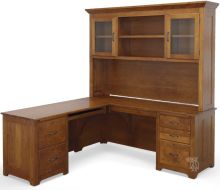 California Made Solid Cherry Wood Desk, Return and & Hutch Set in Autumn Finish