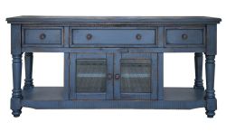 Solid Mango Wood Dining or Media Console in Aruba Dark Blue