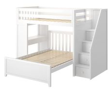 Solid Wood Framed Brighton Twin Loft Bed & Full Bed Set in White