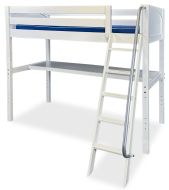 Solid Wood Framed Knockout Tall Height Twin Loft Bed and Desk in White Finish