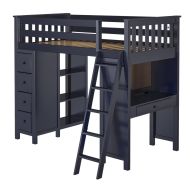 Solid Wood Framed Kensington Study Loft in Navy Blue