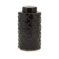 Large Lidded Ceramic Canister In Black