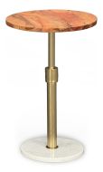 Solid Wood, Gold & Marble Round Pedestal Accent Table