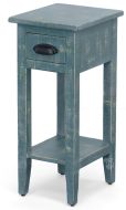 Mahogany Wood Sandy Beach Chairside Accent Table in Sea Grass Finish