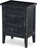 Mahogany Wood Sandy Beach 3 Drawer Accent Table in Black Sand Finish