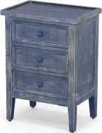 Mahogany Wood Sandy Beach 3 Drawer Accent Table in Ocean Blue Finish