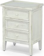 Mahogany Wood Sandy Beach 3 Drawer Accent Table in White Sand Finish