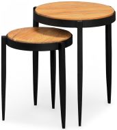 Solid Acacia Wood & Iron Nesting End Table Set
