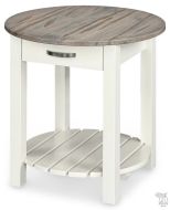Amish Crafted Solid Ambrosia Maple Wood Cape Cod Round End Table in Bel-Air & White Finish