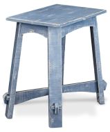 Mahogany Wood Sandy Beach Chairside Table in Ocean Blue Finish