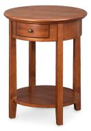 Alder Wood McKenzie Round End Table in Glazed Antique Cherry Finish