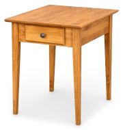 Solid Alder Wood Shaker Large End Table with Drawer In Golden Pecan Finish