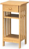 Solid Parawood Wood Mission Side Accent Table with Drawer and Shelves in Sea Drift Finish