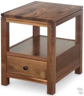 Amish Crafted Solid Walnut Wood Dallas End Table With Drawer in Natural Finish