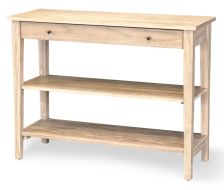 Mahogany Wood Console Table with Drawer & Shelves in Wheat Finish