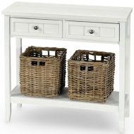 Glen Cove Hall Table with Basket in Alabaster Finish