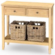 Glen Cove Hall Table with Basket in Bisque Finish