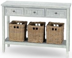 Glen Cove Console Table with Basket in Driftwood Finish