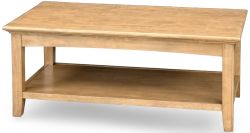 Alder Wood McKenzie Coffee Table with shelf in Pecan Finish