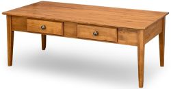 Solid Alder Wood Shaker Coffee Table with Drawers in Mineral Finish