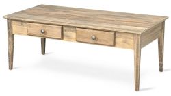 Solid Alder Wood Shaker Coffee Table with Drawers in Mineral Finish