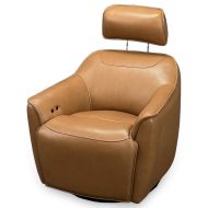 Darby Power Swivel Reclining Tilt Chair with Blue Tooth Sound System in Kona Butternut Leather