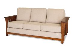 Amish Crafted Solid Quartersawn Oak Wood Bungalow Spindle Sofa in Michaels Finish