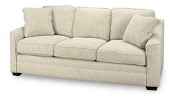American Made Craft Your Comfort Shallow 3 Seat Sofa with Crescent Arm in Beige Fabric