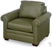 American Made Craft Your Comfort Shallow Seat Chair with Panel Arm in Genuine Leather