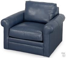 American Made Craft Your Comfort Swivel Chair with Sock Arm in Genuine Leather