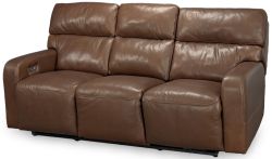 North American Made Aspen Power Reclining Sofa With Adjustable Headrest in Genuine Top Grain Leather