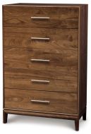 Solid Walnut Wood Mansfield Five Drawer Chest in Natural Finish