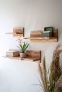 Large Acacia Wood Floating Wall Shelf