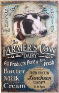 Vintage Style Solid Wood Sign Farmer's Cow