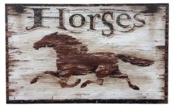 Vintage Style Solid Wood Sign Horses