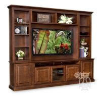 California Made Maple Wood High Performance Television Bases & Hutches Wall Unit in Prairie Finish