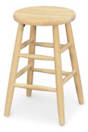Solid Parawood Wood Round Scooped Seat Counter Stool 24"h Unfinished