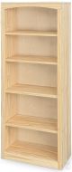 Solid Pine Wood Unfinished Modern Style Bookcase 24" Wide x 60" High