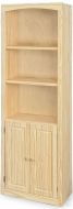 Solid Pine Wood Unfinished Modern Style Bookcase 24" Wide x 72" High With Doors