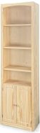 Solid Pine Wood Unfinished Modern Style Bookcase 24" wide x 84" high With Doors