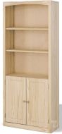 Solid Pine Wood Unfinished Modern Style Bookcase With Doors 30" wide x 72" high