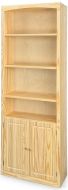 Solid Pine Wood Unfinished Modern Style Bookcase 30" wide x 84" High With Doors