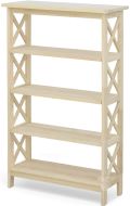 Solid Parawood Wood Bookcase with X Side Pattern 48"h Unfinished